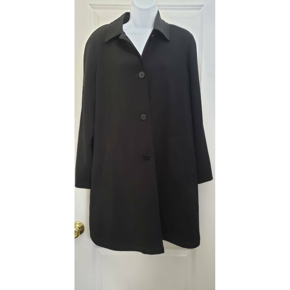 London Fog Black Button Front Classic Trench Coat Women Size S Regular